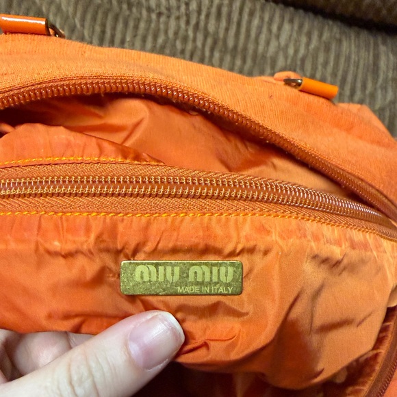 Miu Miu Orange Wool Fabric Boston Bag - Picture 5 of 6